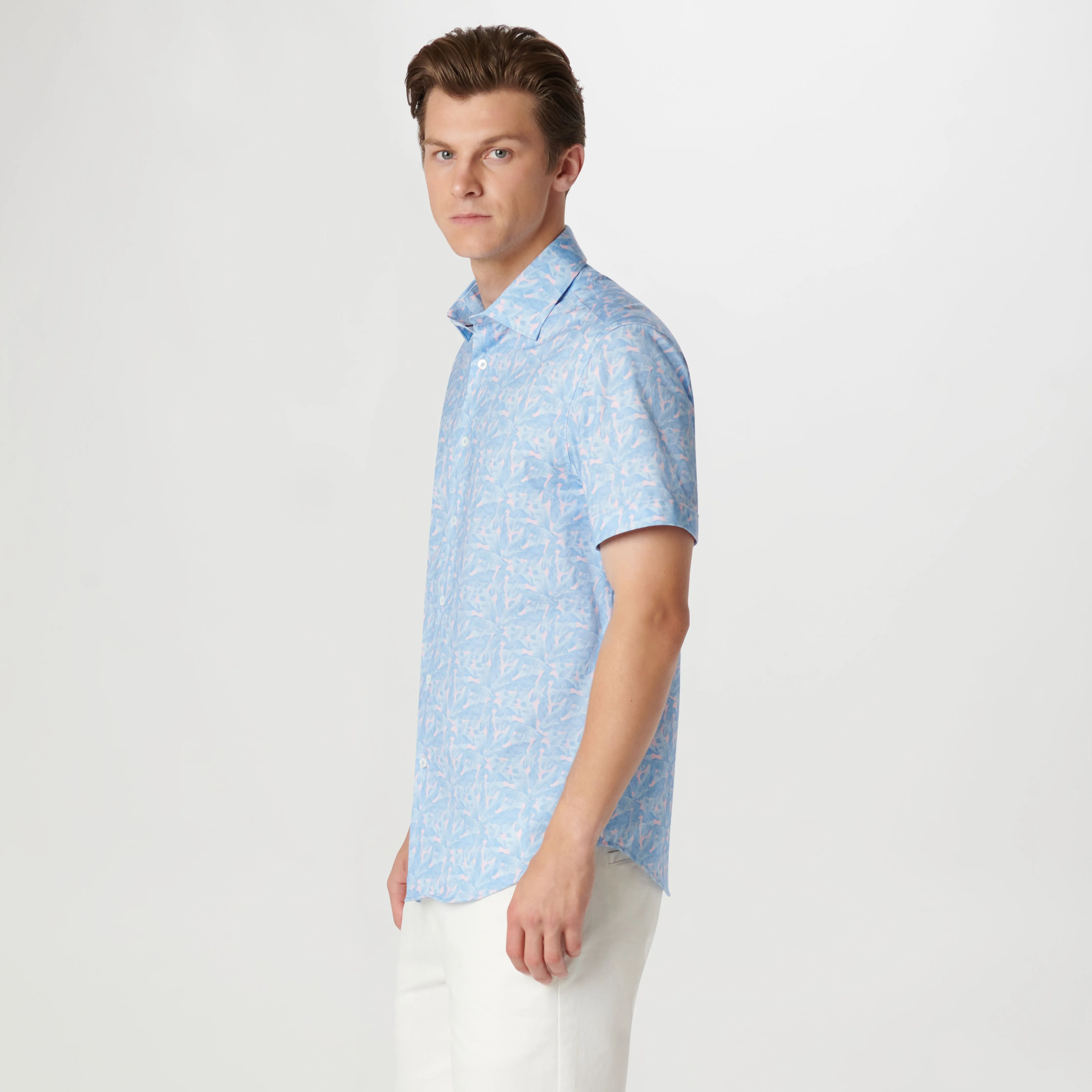 Miles Leaf Print OoohCotton Short Sleeve Shirt