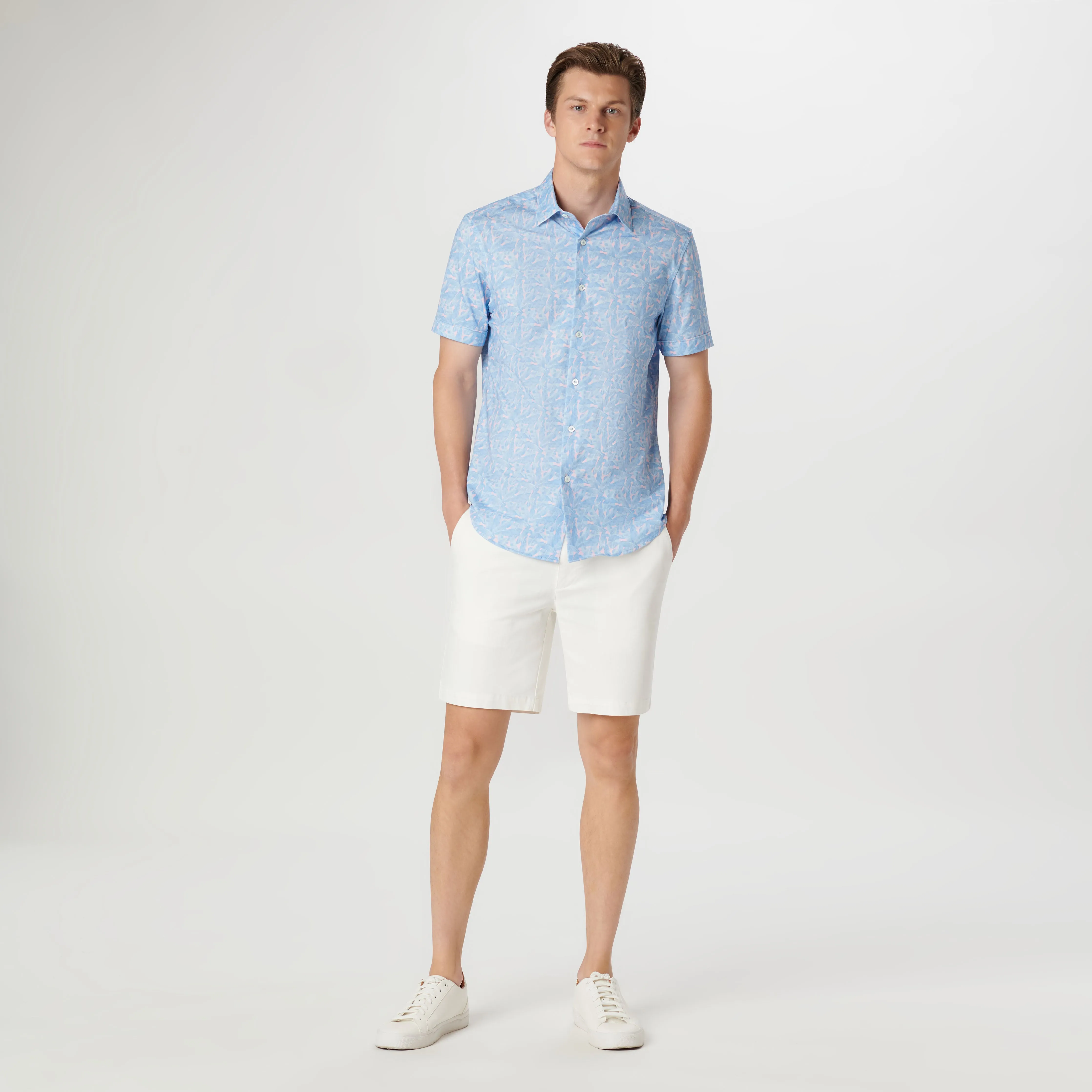 Miles Leaf Print OoohCotton Short Sleeve Shirt