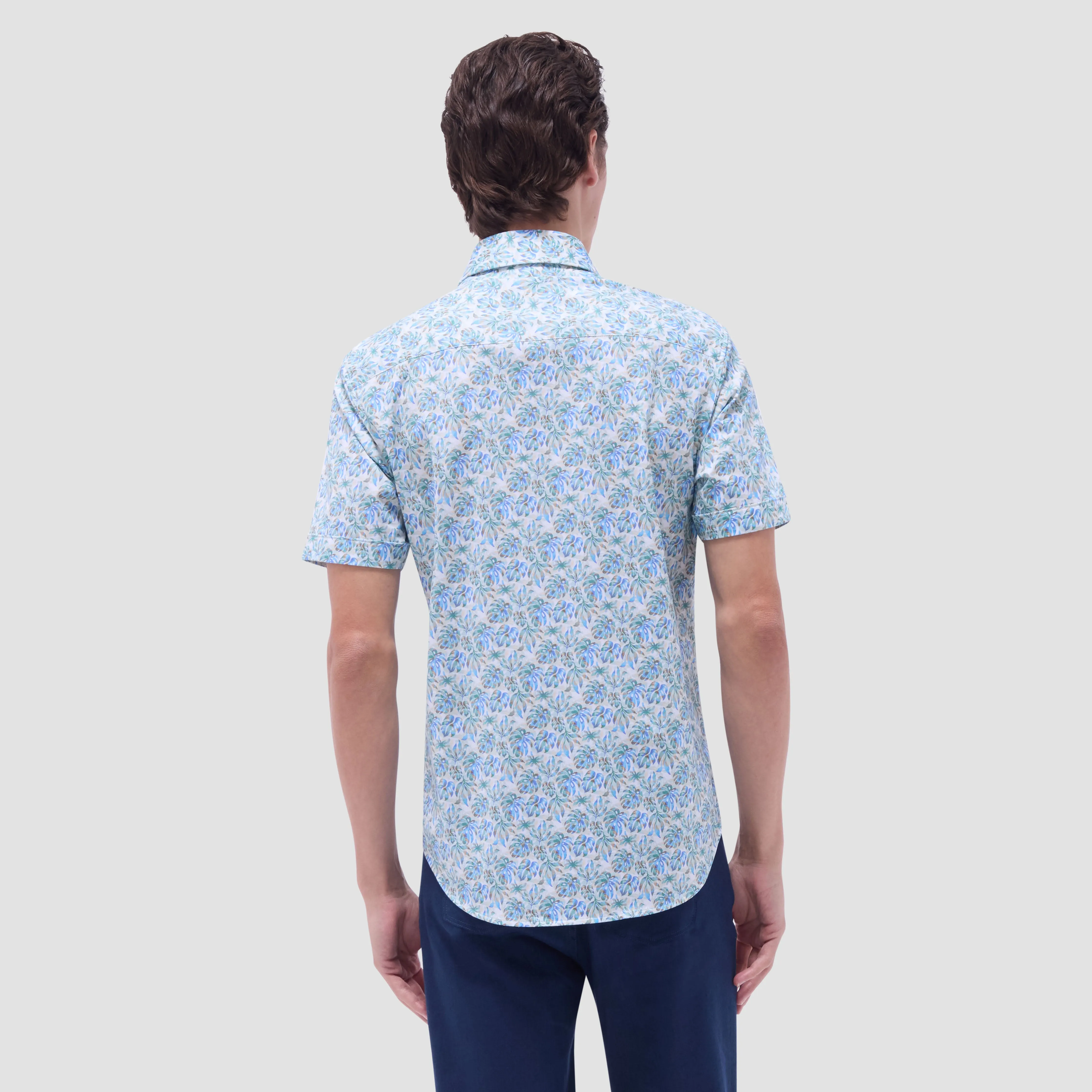 Miles Leaf Print OoohCotton Short -Sleeve Shirt