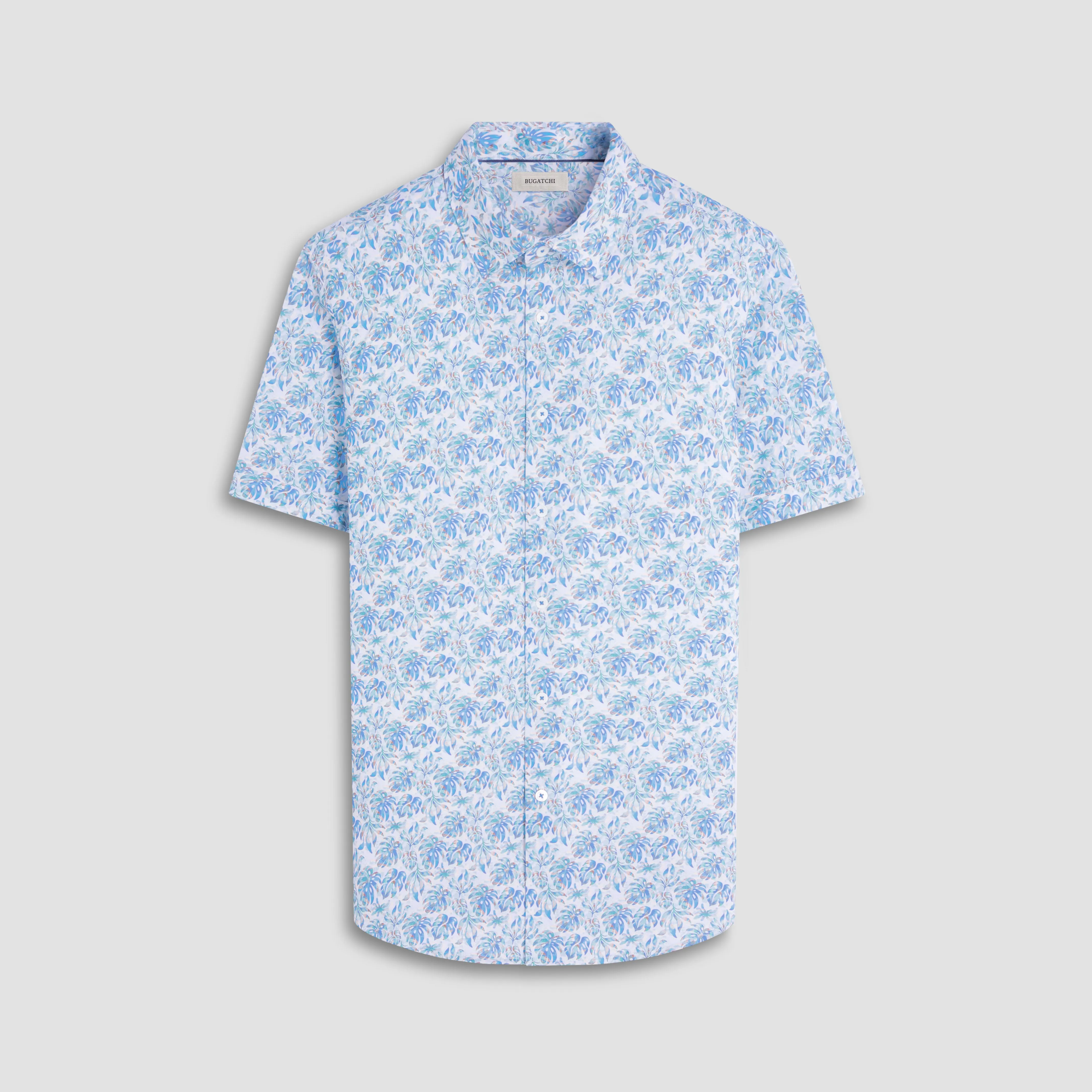 Miles Leaf Print OoohCotton Short -Sleeve Shirt