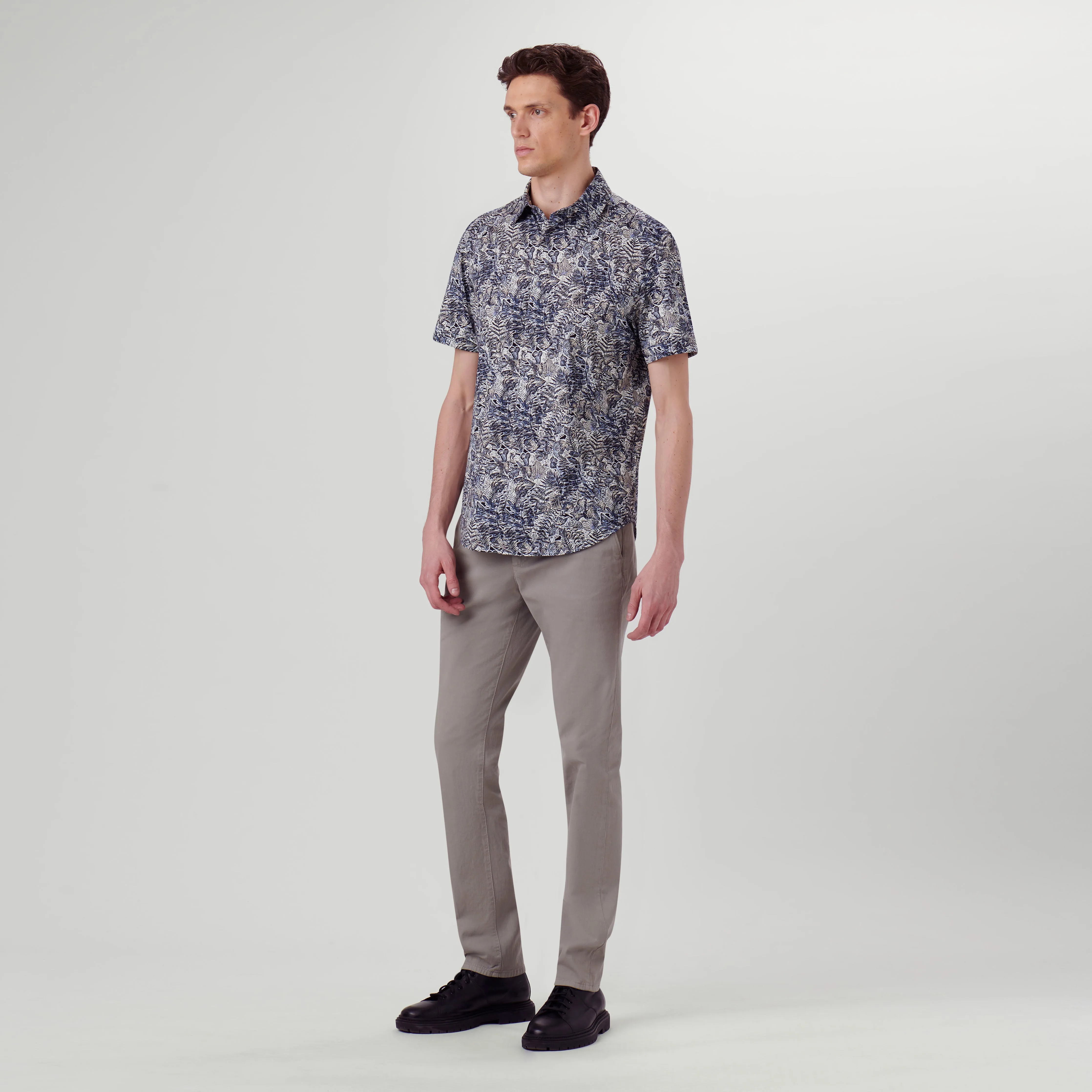 Miles Leaf Print OoohCotton Short Sleeve Shirt