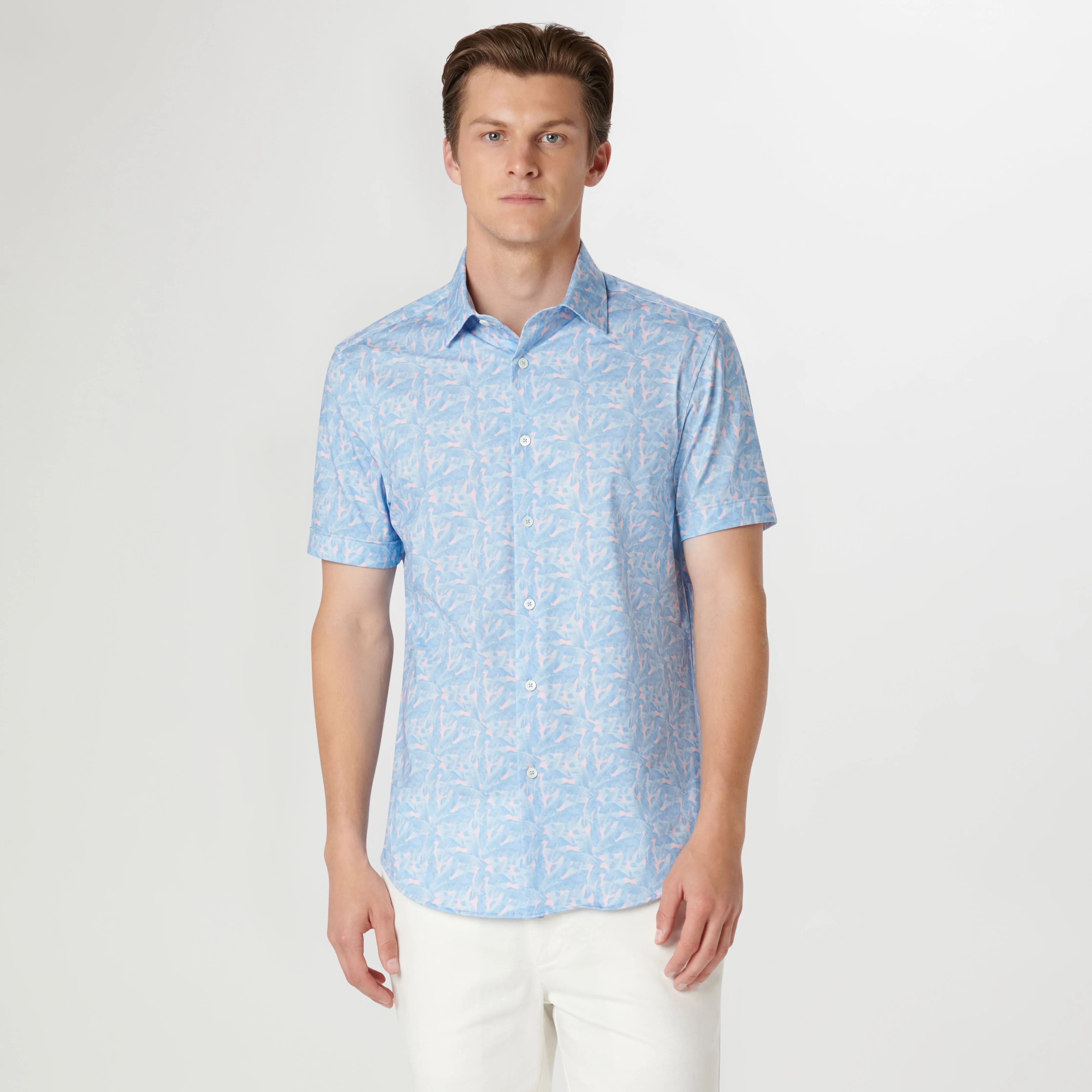 Miles Leaf Print OoohCotton Short Sleeve Shirt