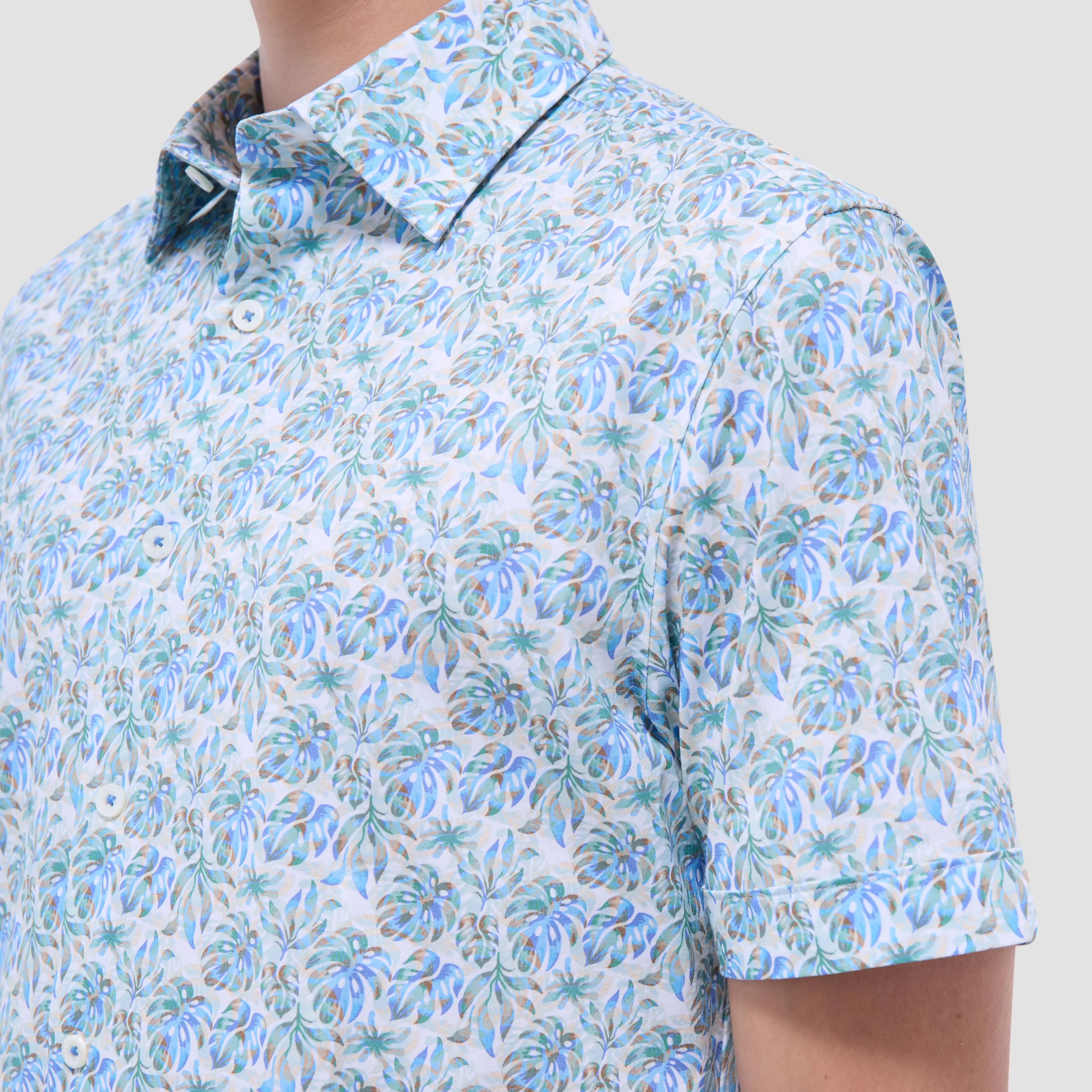 Miles Leaf Print OoohCotton Short -Sleeve Shirt