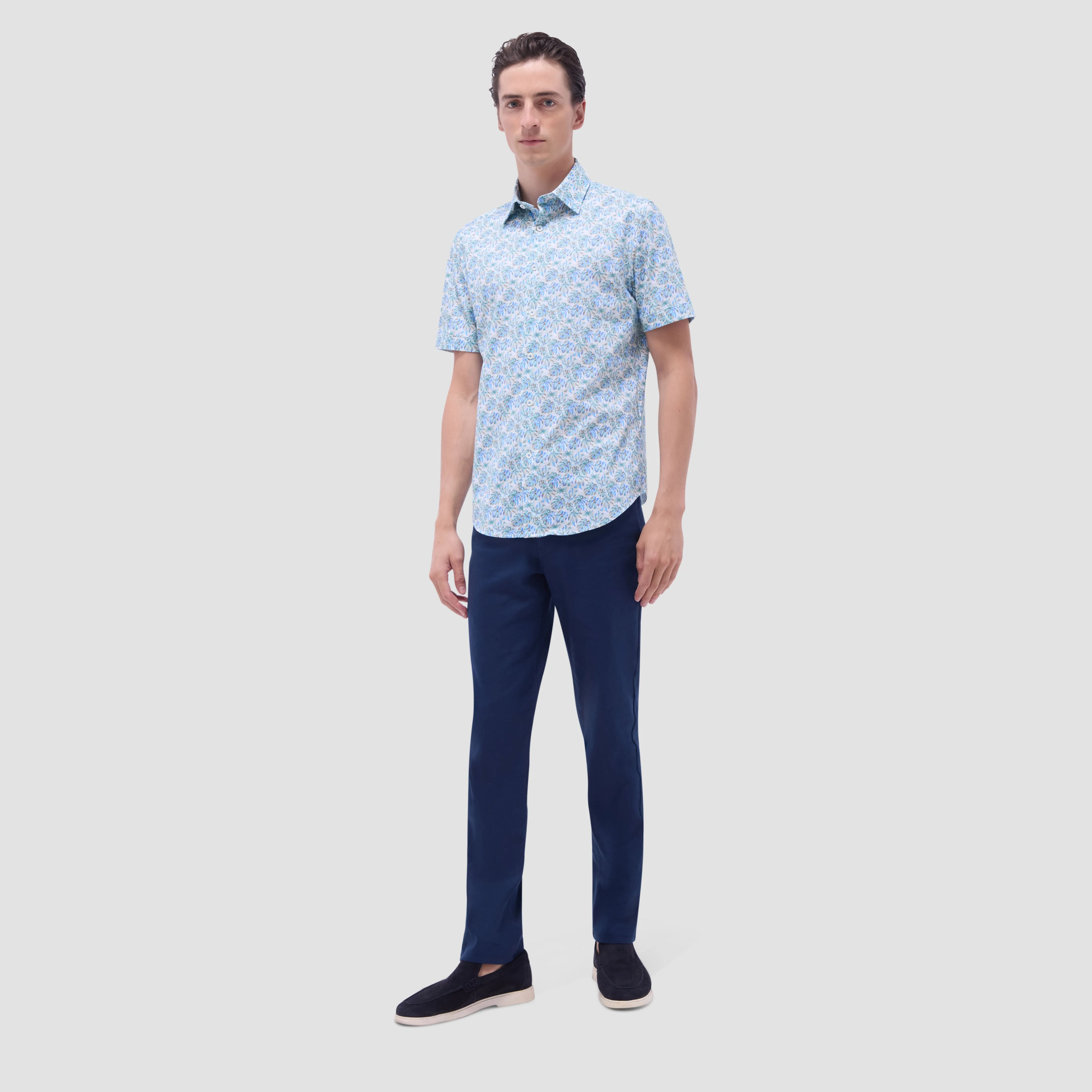 Miles Leaf Print OoohCotton Short -Sleeve Shirt