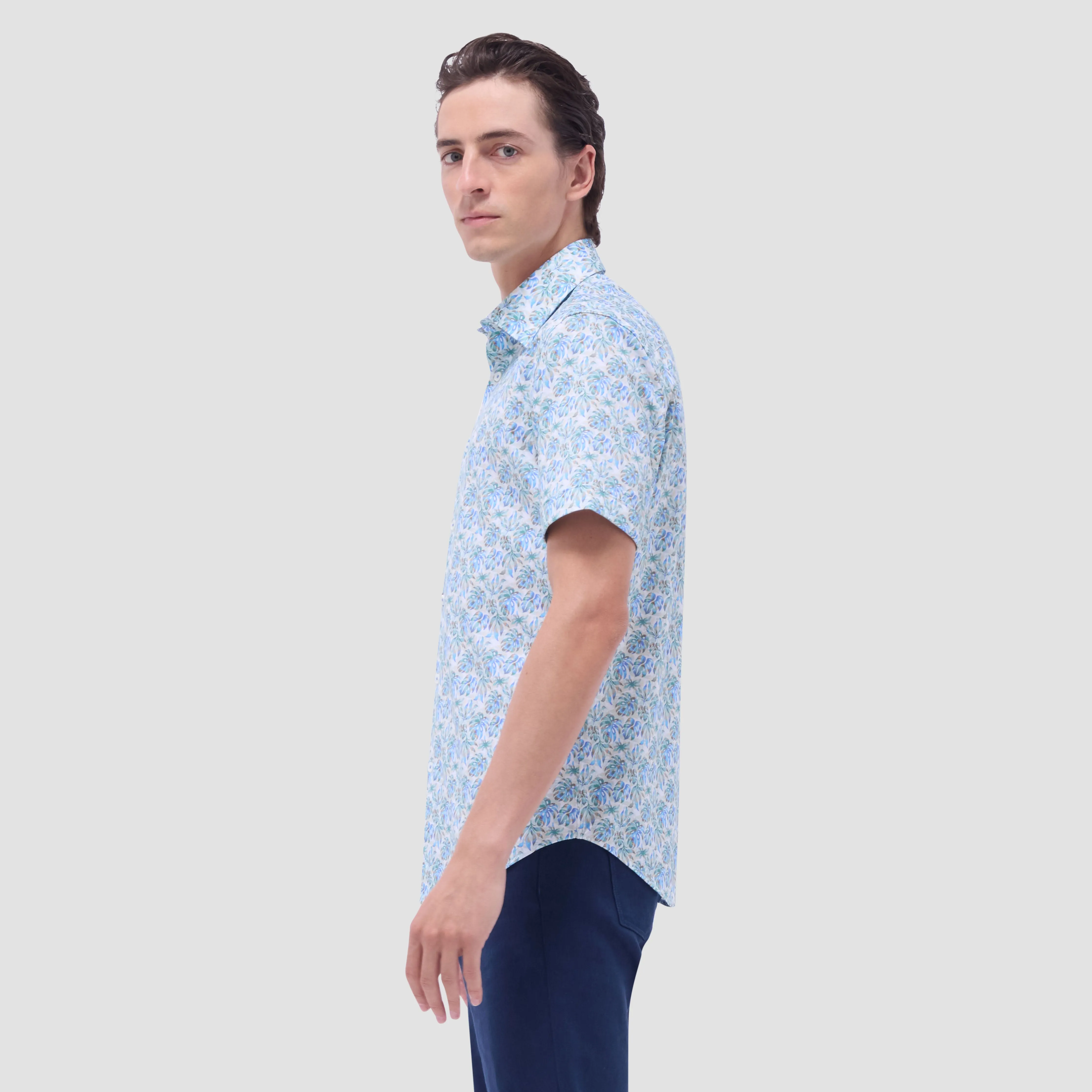 Miles Leaf Print OoohCotton Short -Sleeve Shirt