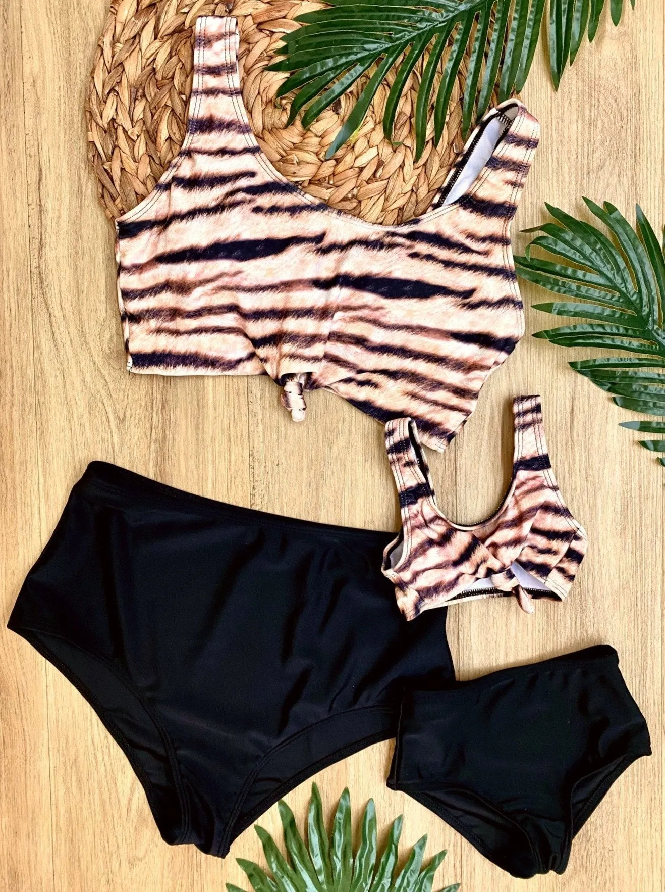 Mommy and Me Little Tiger High Waisted Two Piece Swimsuit