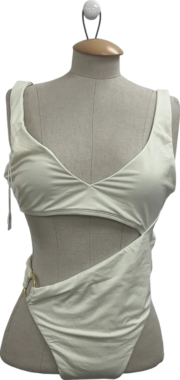 Monday Swimwear Cream St Barth's V-neck Recycled-polyester-blend Swimsuit UK S