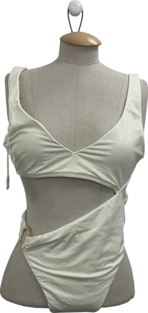 Monday Swimwear Cream St Barth's V-neck Recycled-polyester-blend Swimsuit UK S