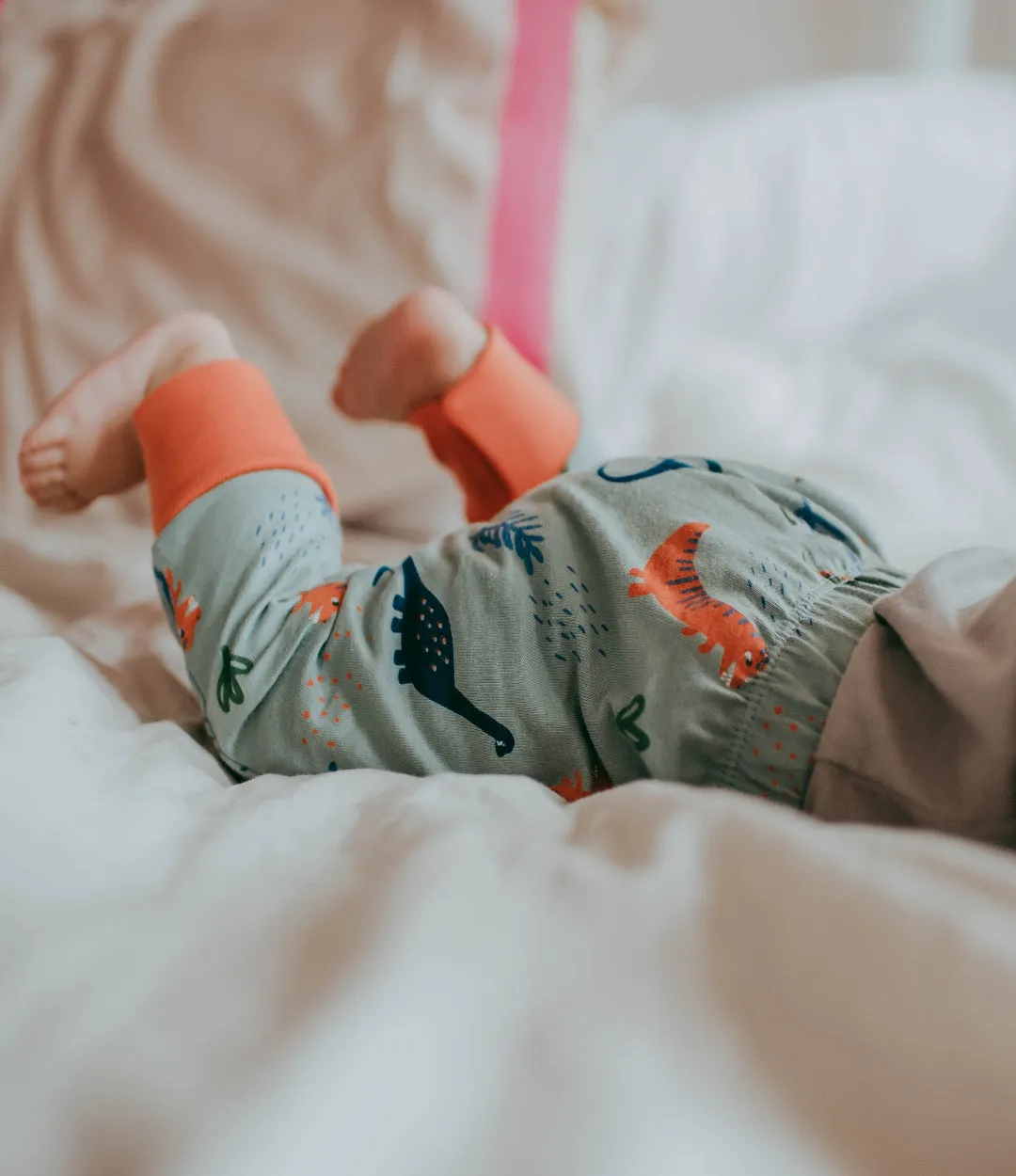 Multicoloured Dinosaur And Stripe Print Leggings - 2 Pack