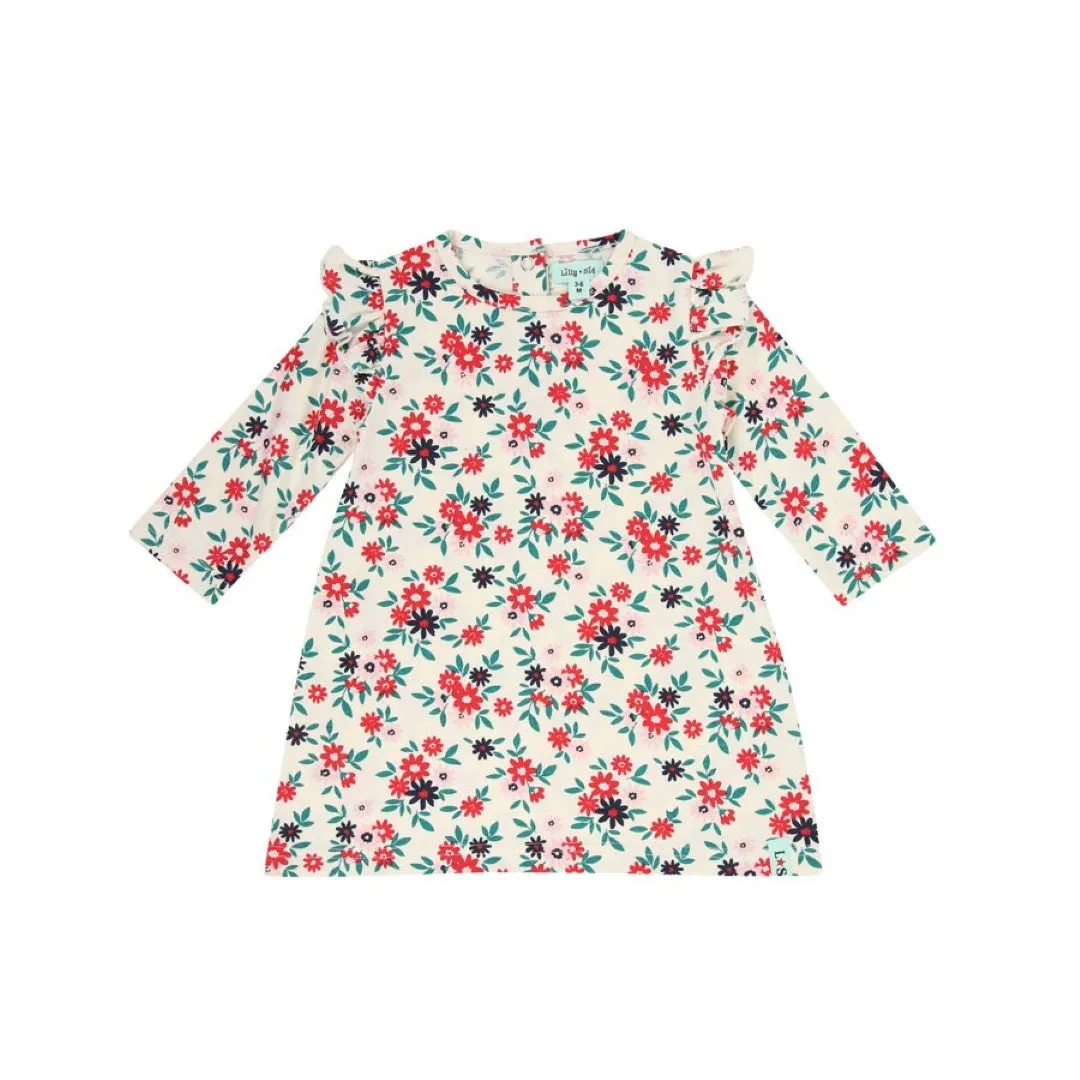Multicoloured Winter Floral Print Dress And Legging Set