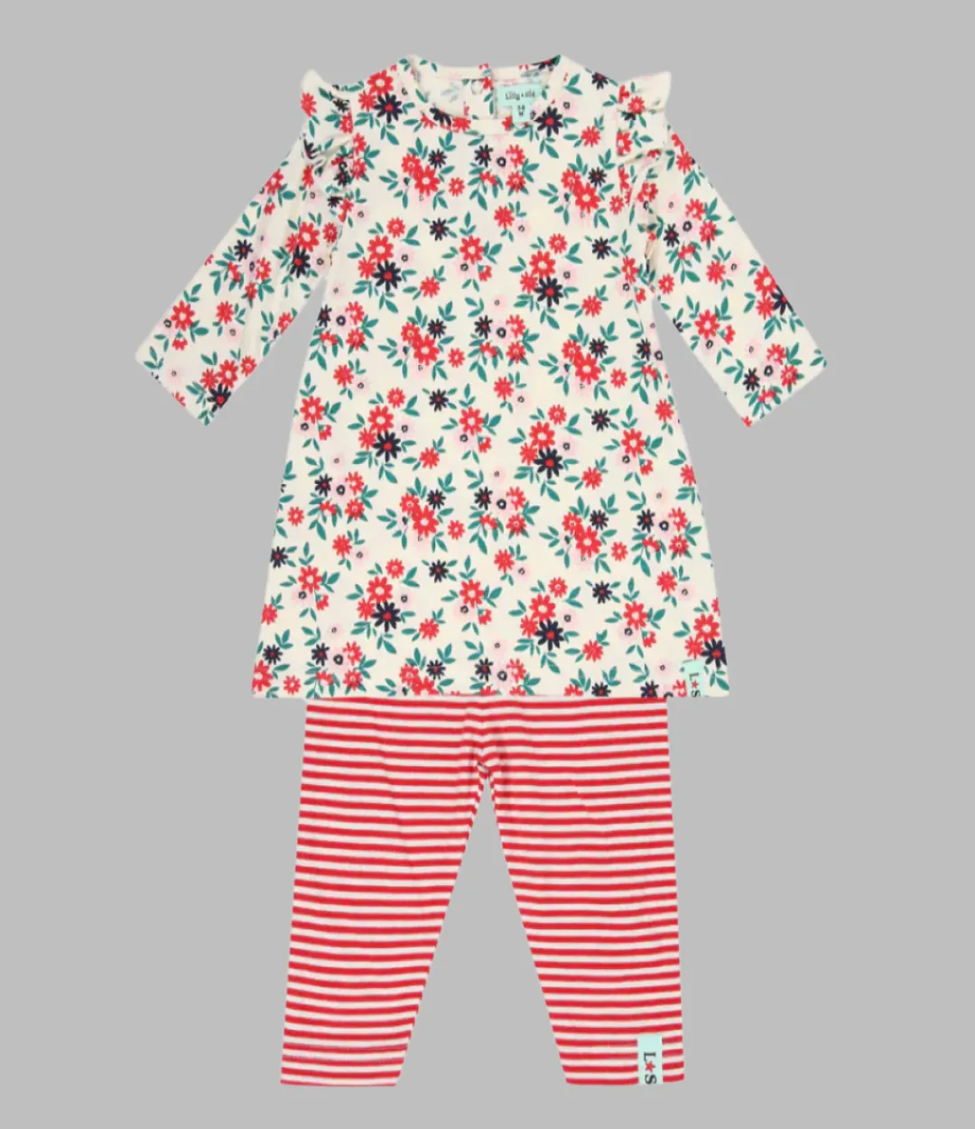 Multicoloured Winter Floral Print Dress And Legging Set