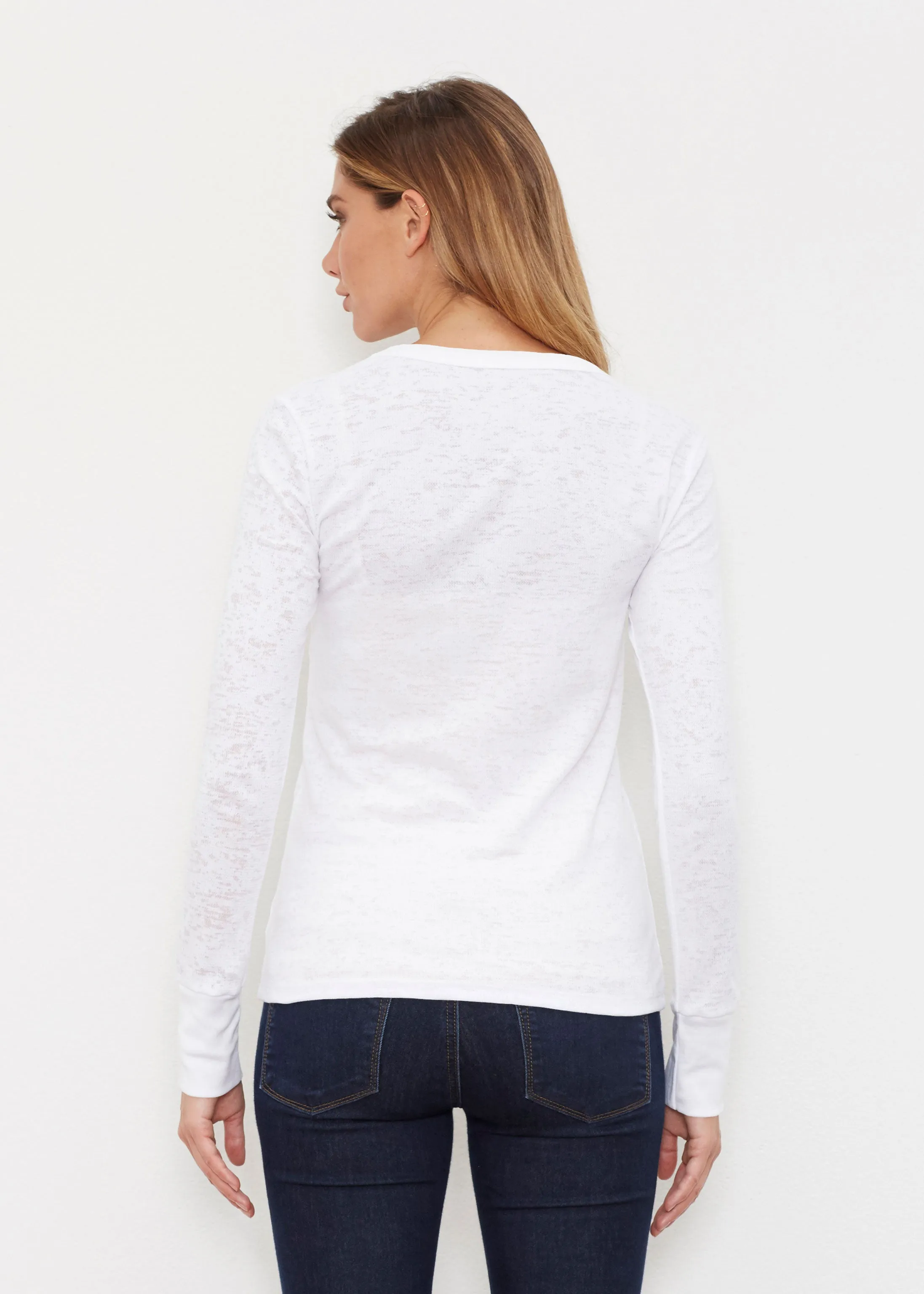 Natural White (5555) ~ Thermal Long Sleeve Crew Shirt