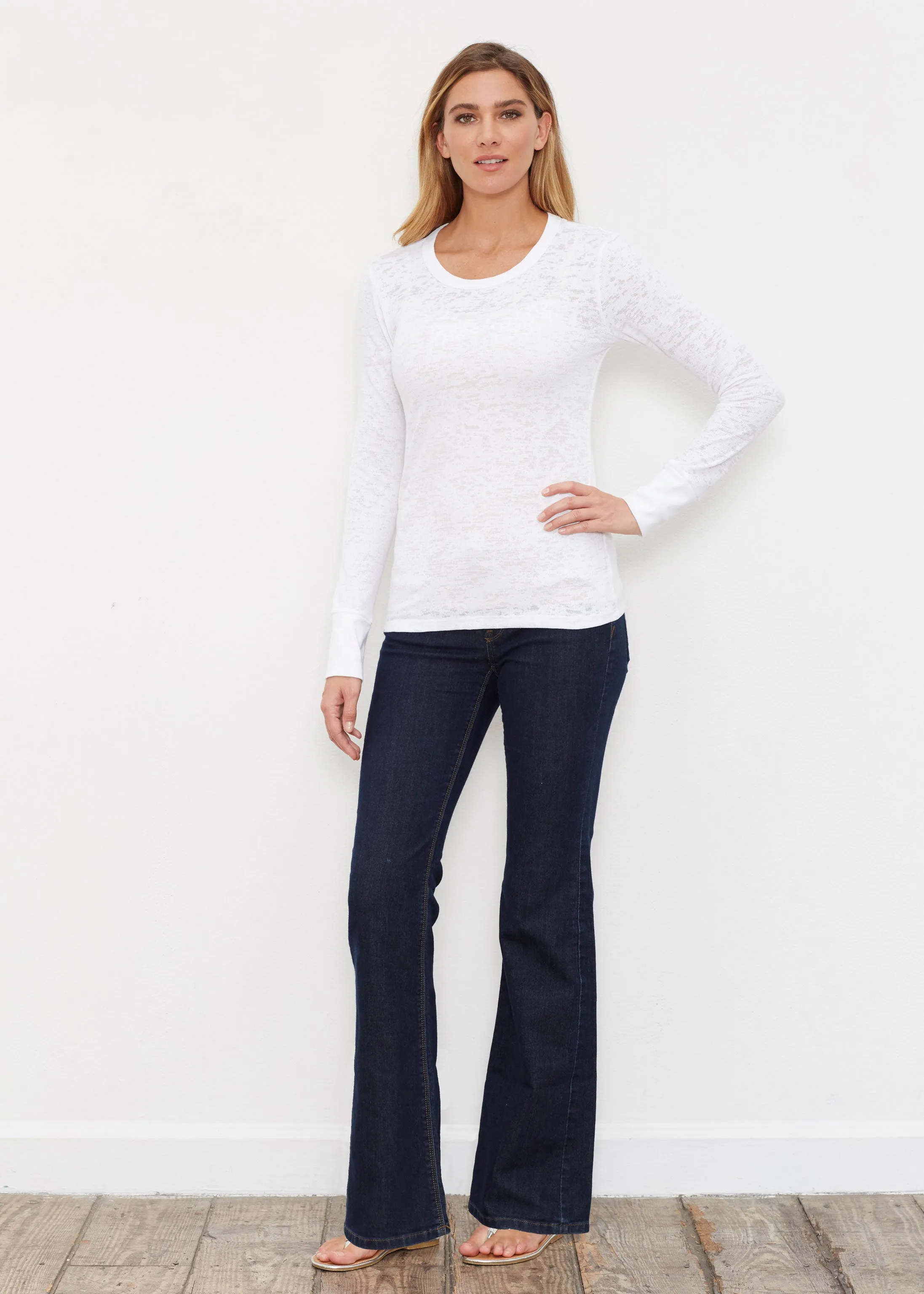 Natural White (5555) ~ Thermal Long Sleeve Crew Shirt