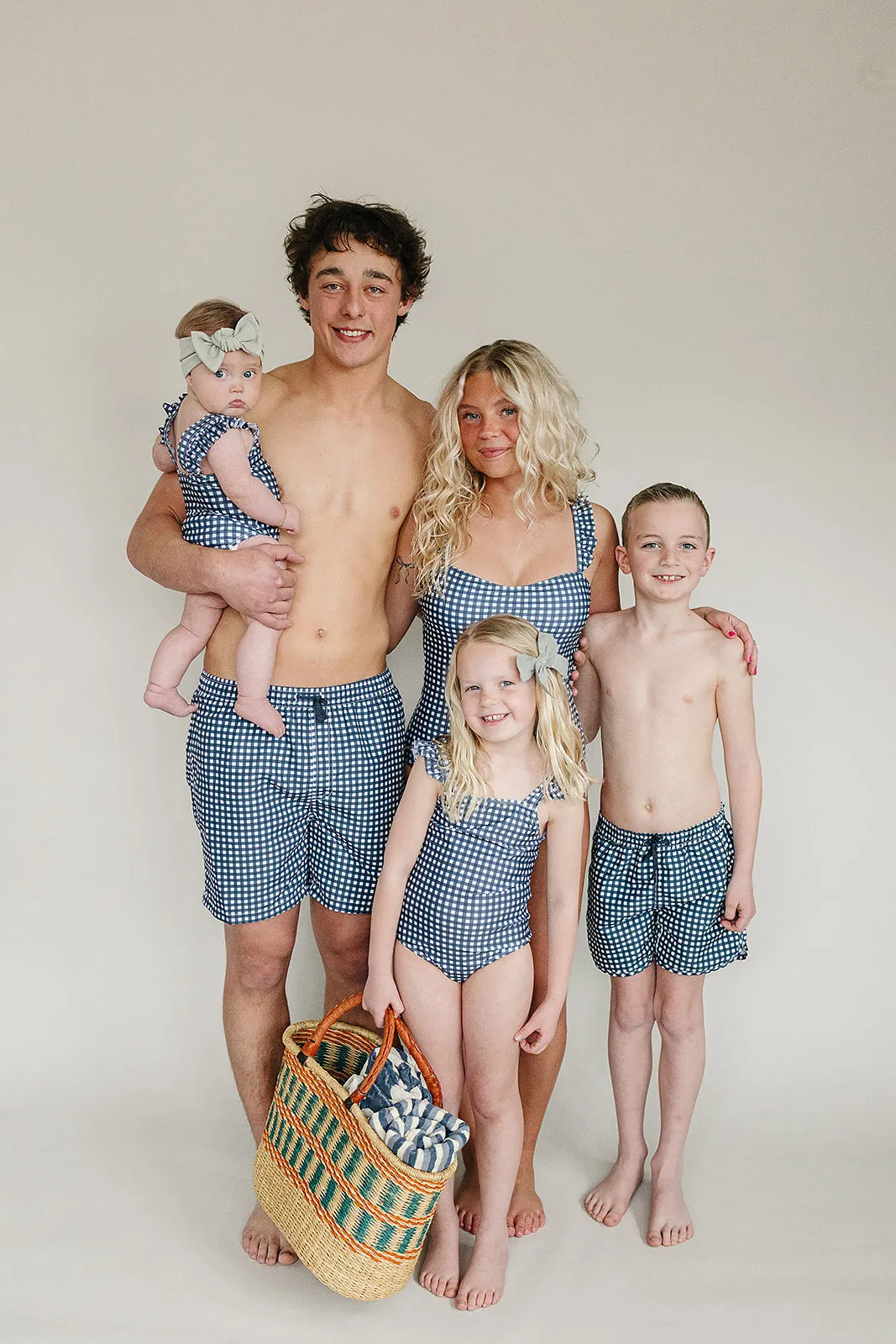 Navy Gingham Swim Shorts
