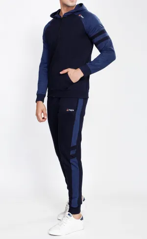Navy Hooded Tracksuit with Blue Contrast
