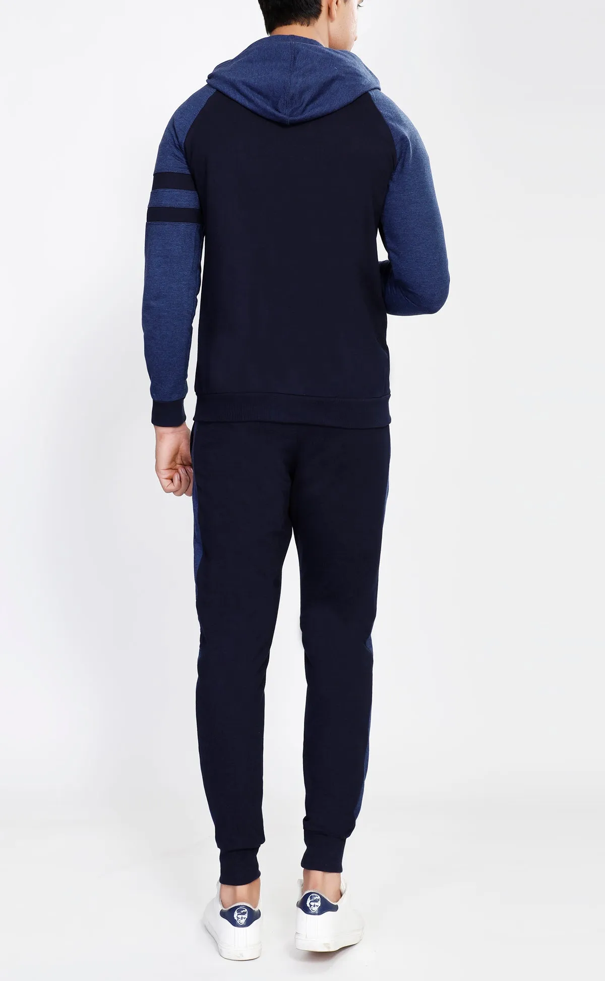 Navy Hooded Tracksuit with Blue Contrast