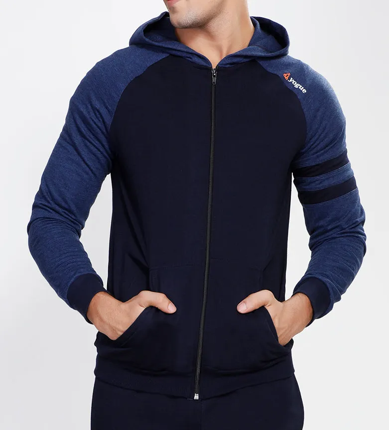 Navy Hooded Tracksuit with Blue Contrast
