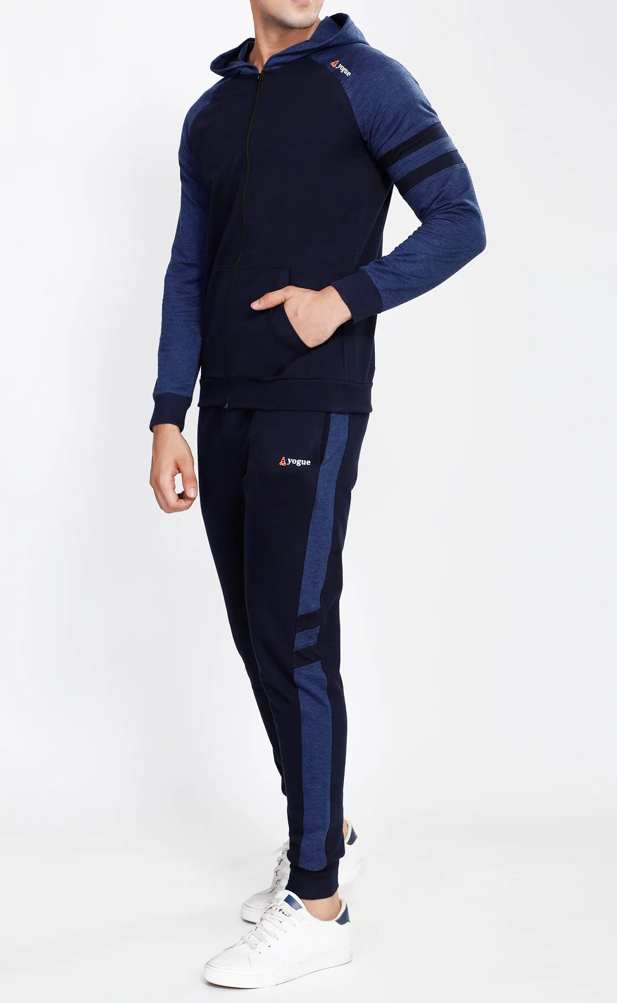 Navy Hooded Tracksuit with Blue Contrast