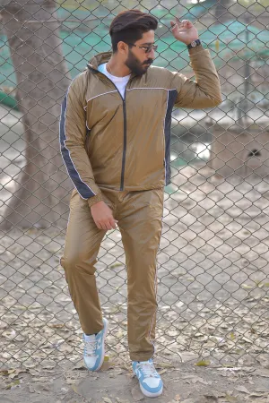 Nke Hooded Premium Sportswear Men Zipper Tracksuit Golden