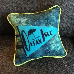 Ocean Isle Beach pennant pillows