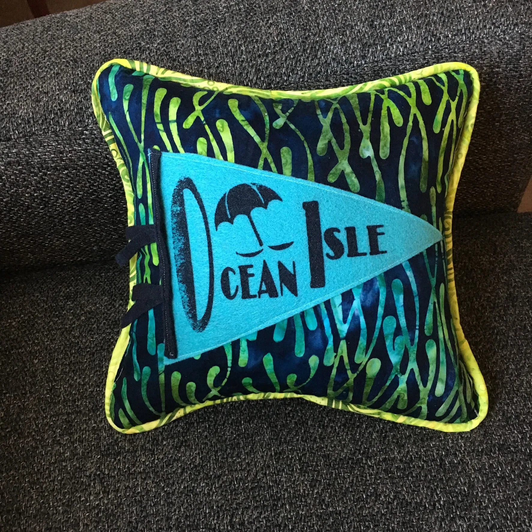Ocean Isle Beach pennant pillows