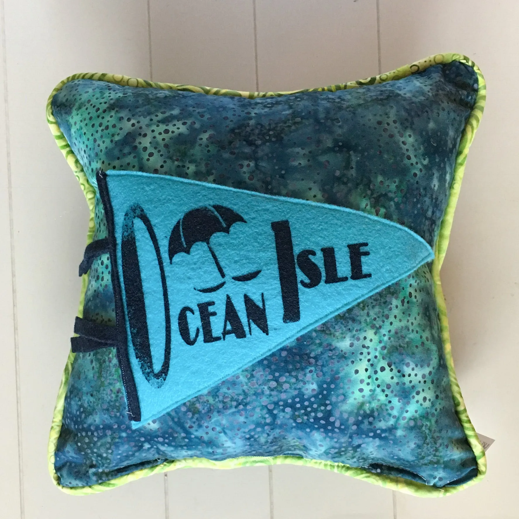 Ocean Isle Beach pennant pillows