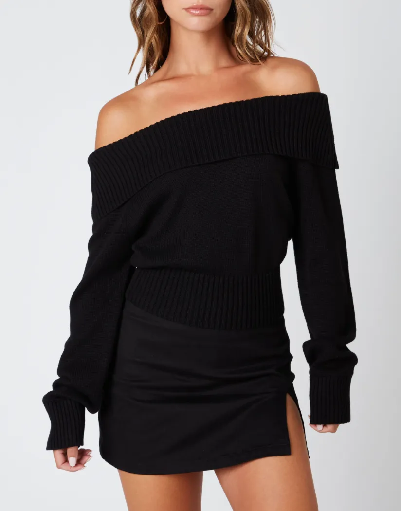 Off Shoulder Knit Long Sleeve Sweater