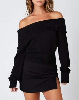 Off Shoulder Knit Long Sleeve Sweater