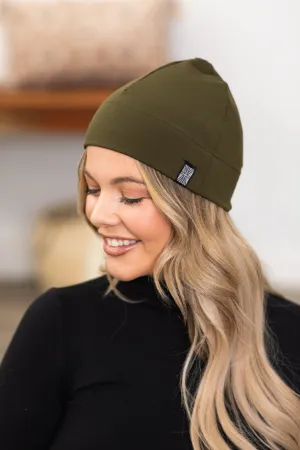 Olive Thermal Knit Beanie