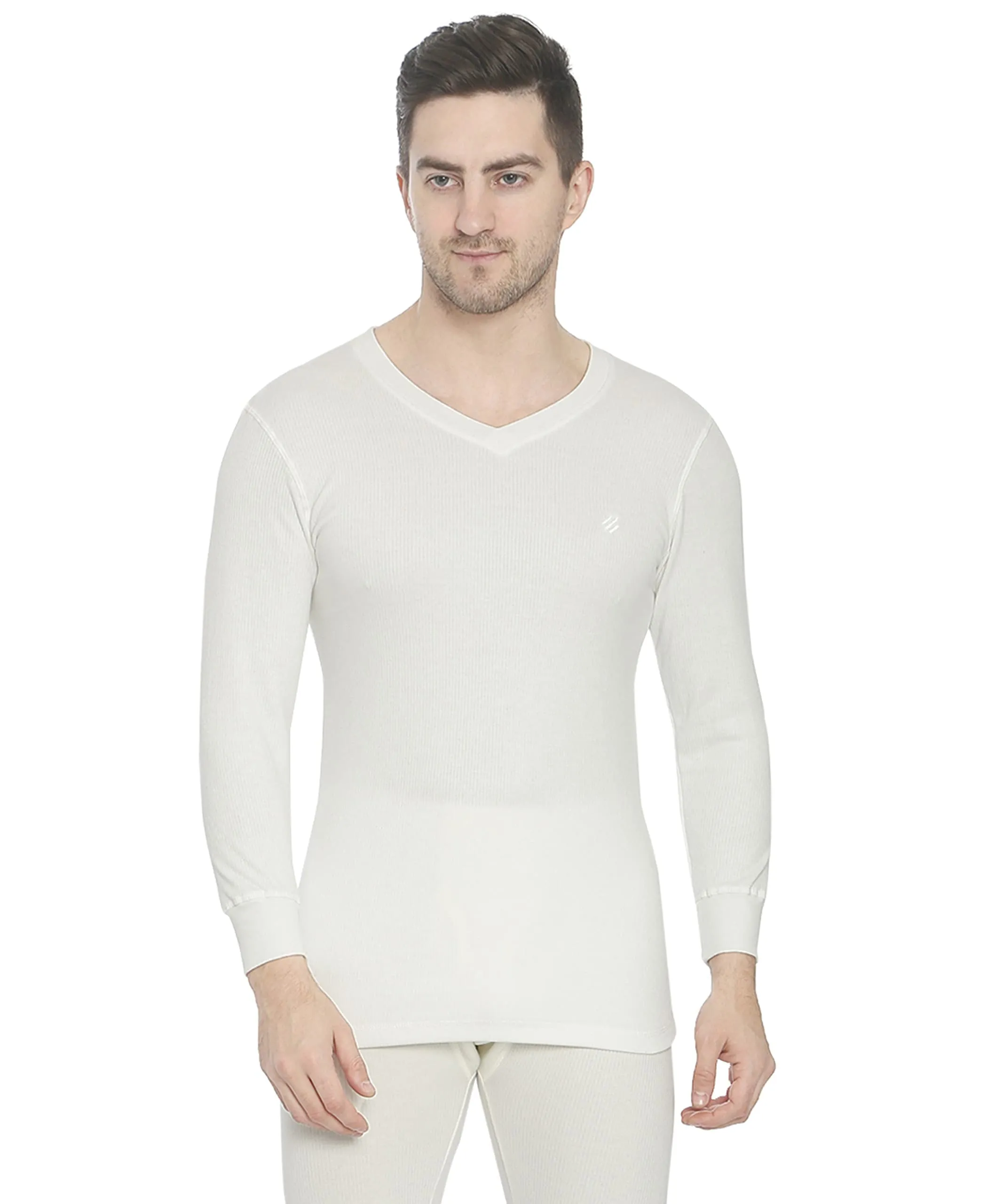 ONN Men's Full Sleeve V-Neck Premium Solid Cotton Thermal Set