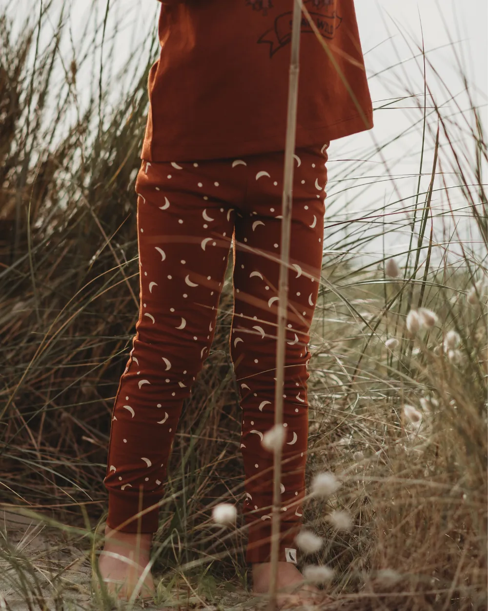 Orange Half Moon Print Leggings