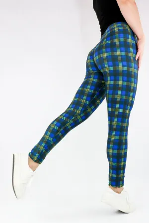 Paulies Plaid - Casual Leggings - Blue/Yellow