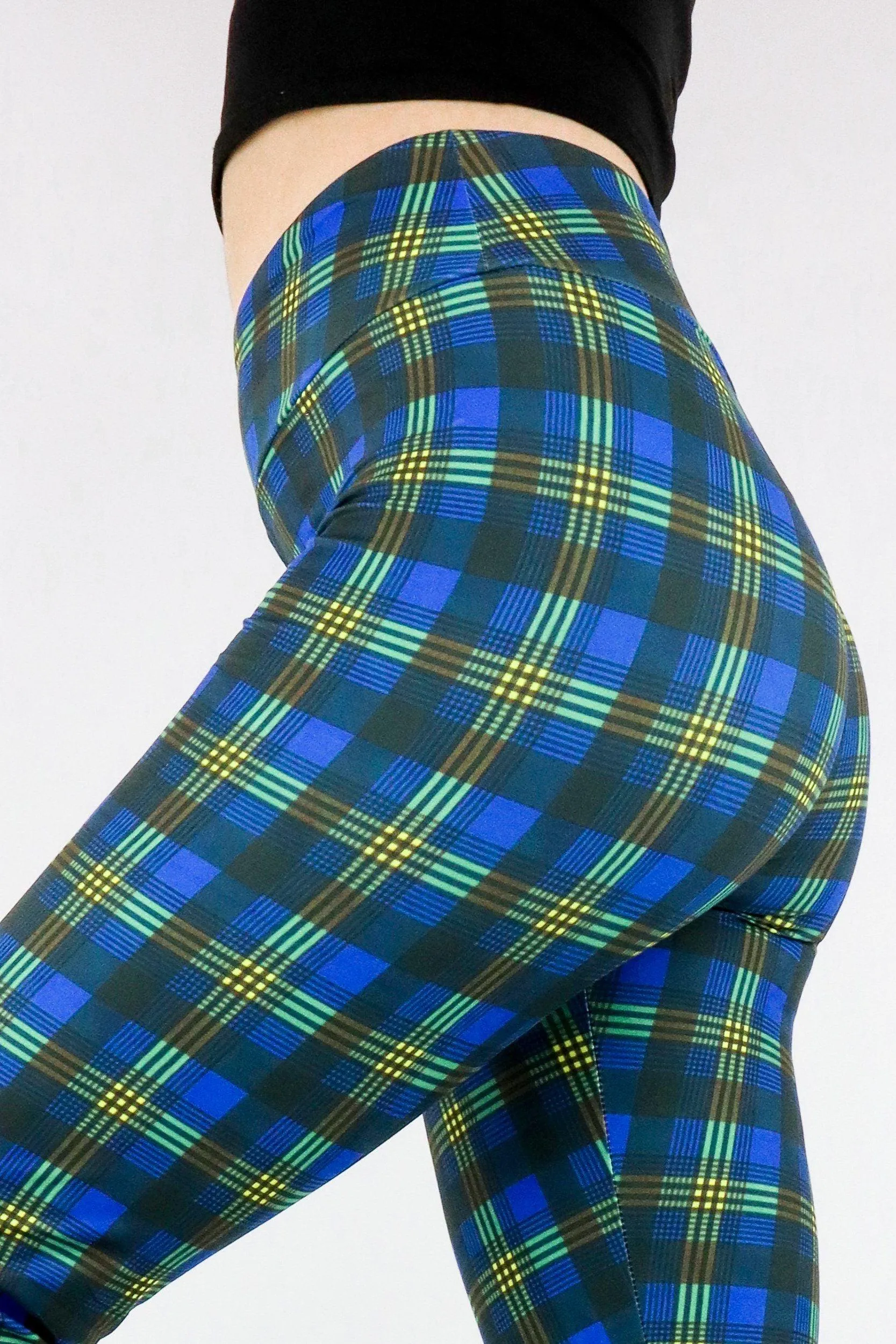 Paulies Plaid - Casual Leggings - Blue/Yellow