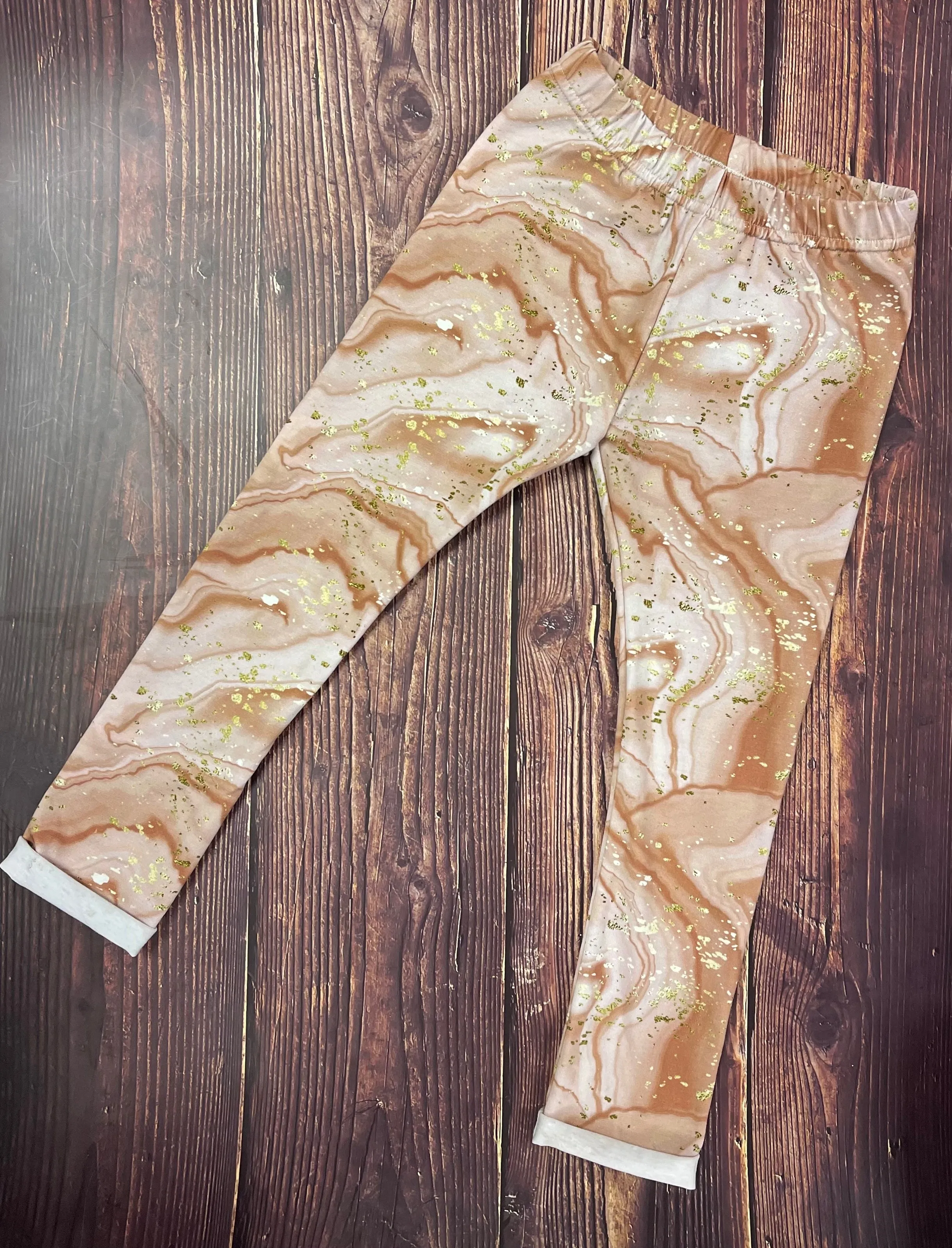 Pink & Gold Marble Leggings