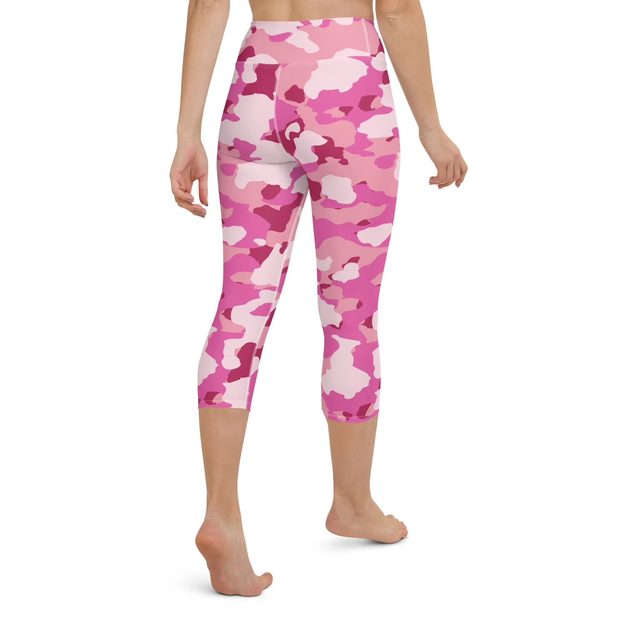 Pink Camo High-waist Yoga Capri Leggings