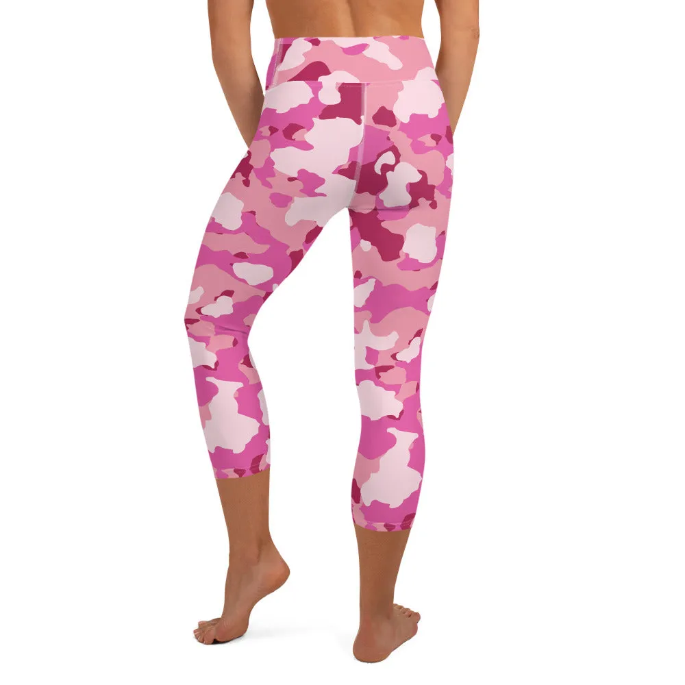 Pink Camo High-waist Yoga Capri Leggings