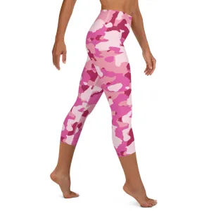Pink Camo High-waist Yoga Capri Leggings
