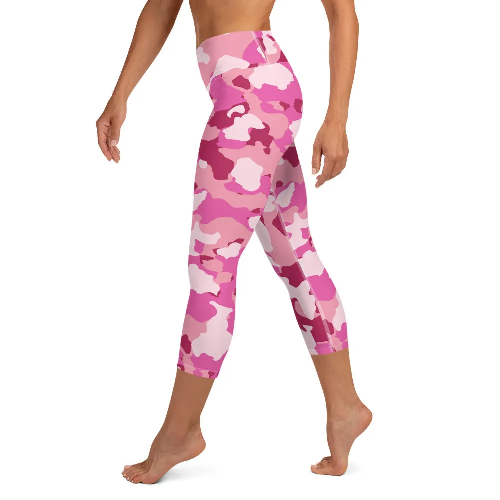 Pink Camo High-waist Yoga Capri Leggings