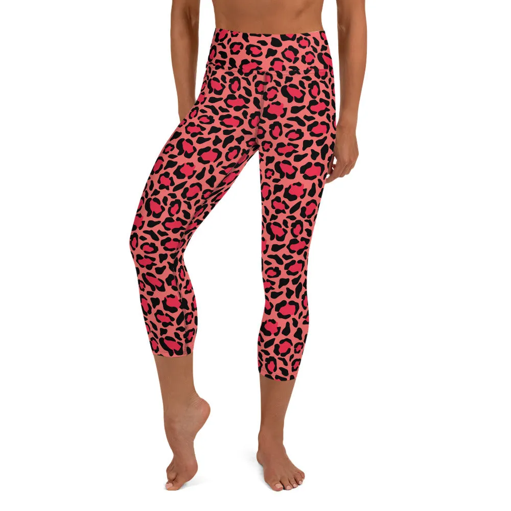 Pink Cheetah High-waist Yoga Capri Leggings