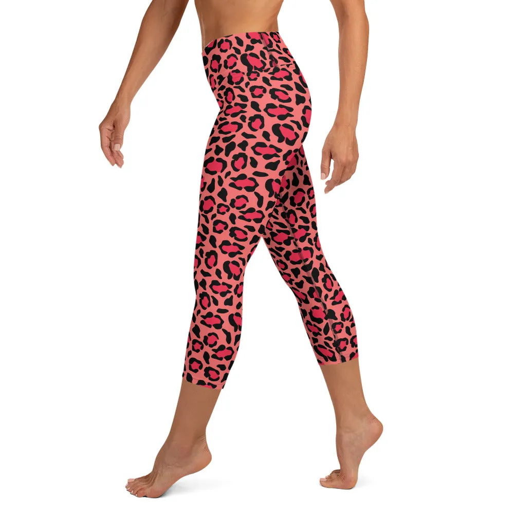 Pink Cheetah High-waist Yoga Capri Leggings