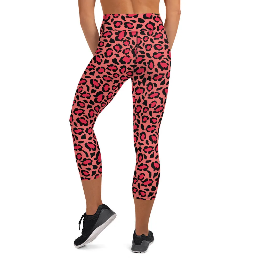 Pink Cheetah High-waist Yoga Capri Leggings