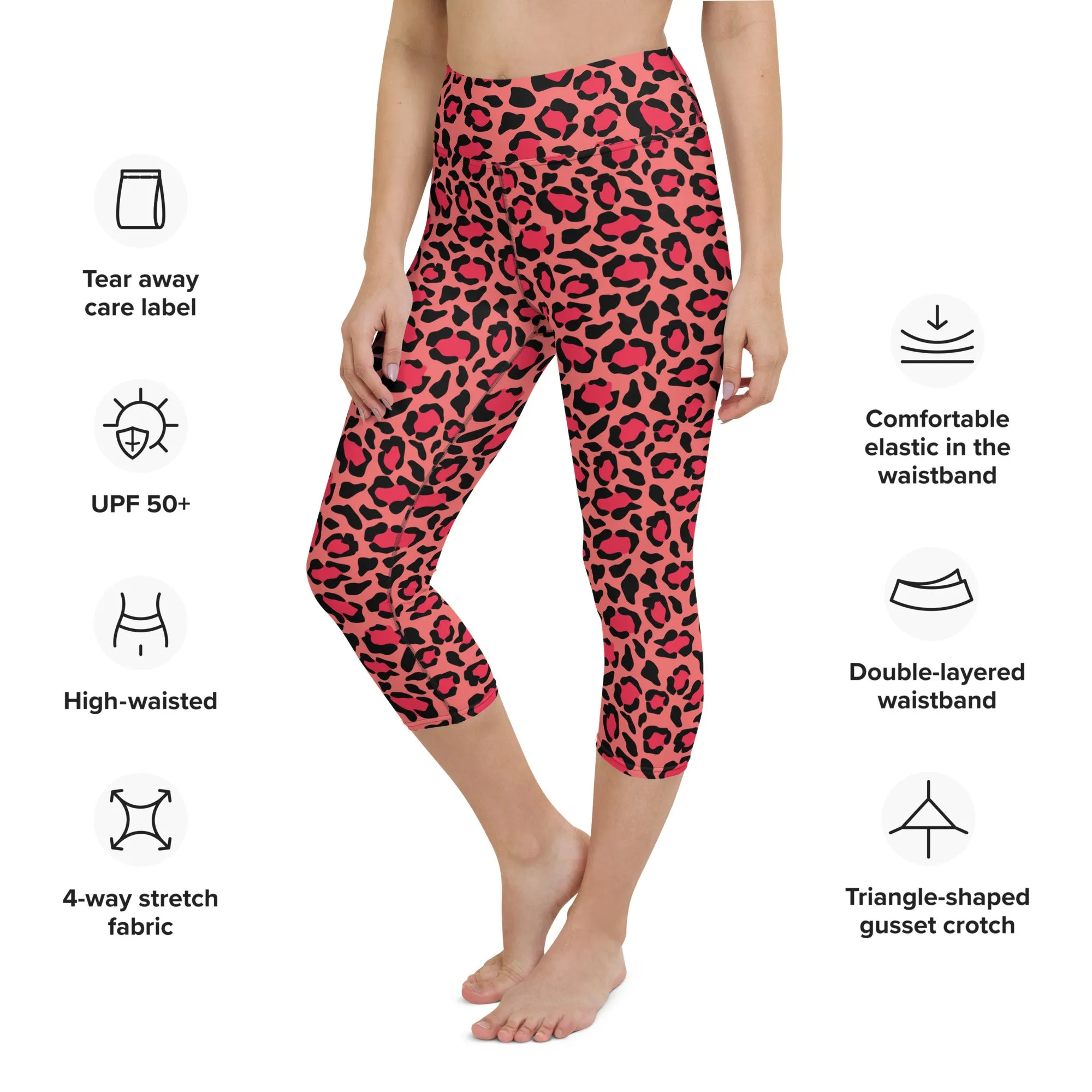 Pink Cheetah High-waist Yoga Capri Leggings