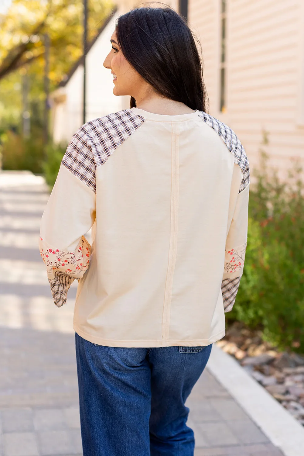 Plaid Floral Peace Heart Graphic Top