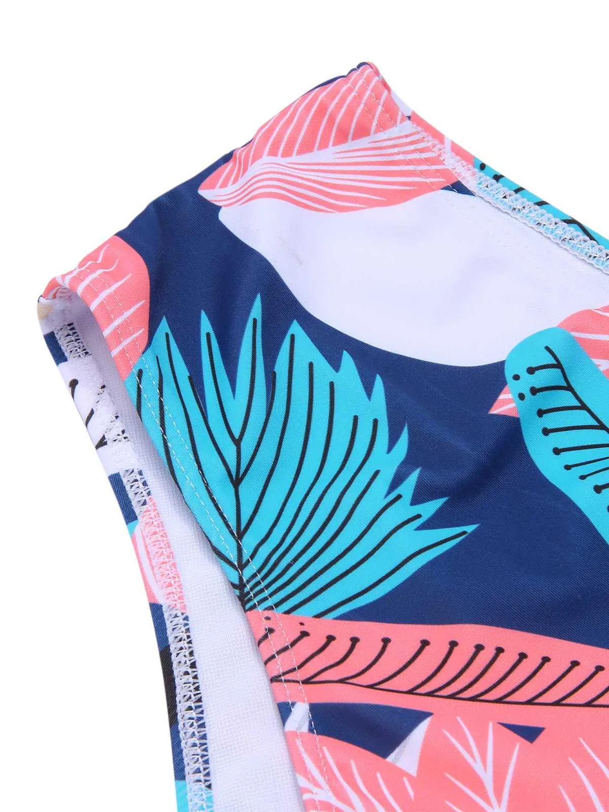 [Plus Size] 1940s Spaghetti Strap Print Swimsuit & Cover-Up
