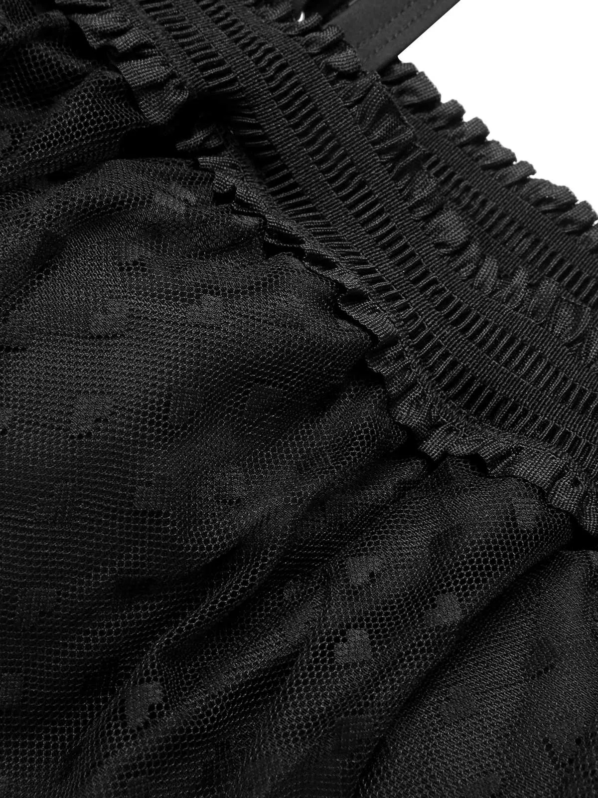 [Plus Size] Black 1950s Strap Mesh Swimsuit