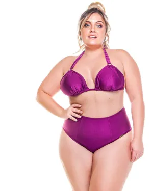 Plus Size High Waisted Dark Pink Bikini Bottom | Vienna