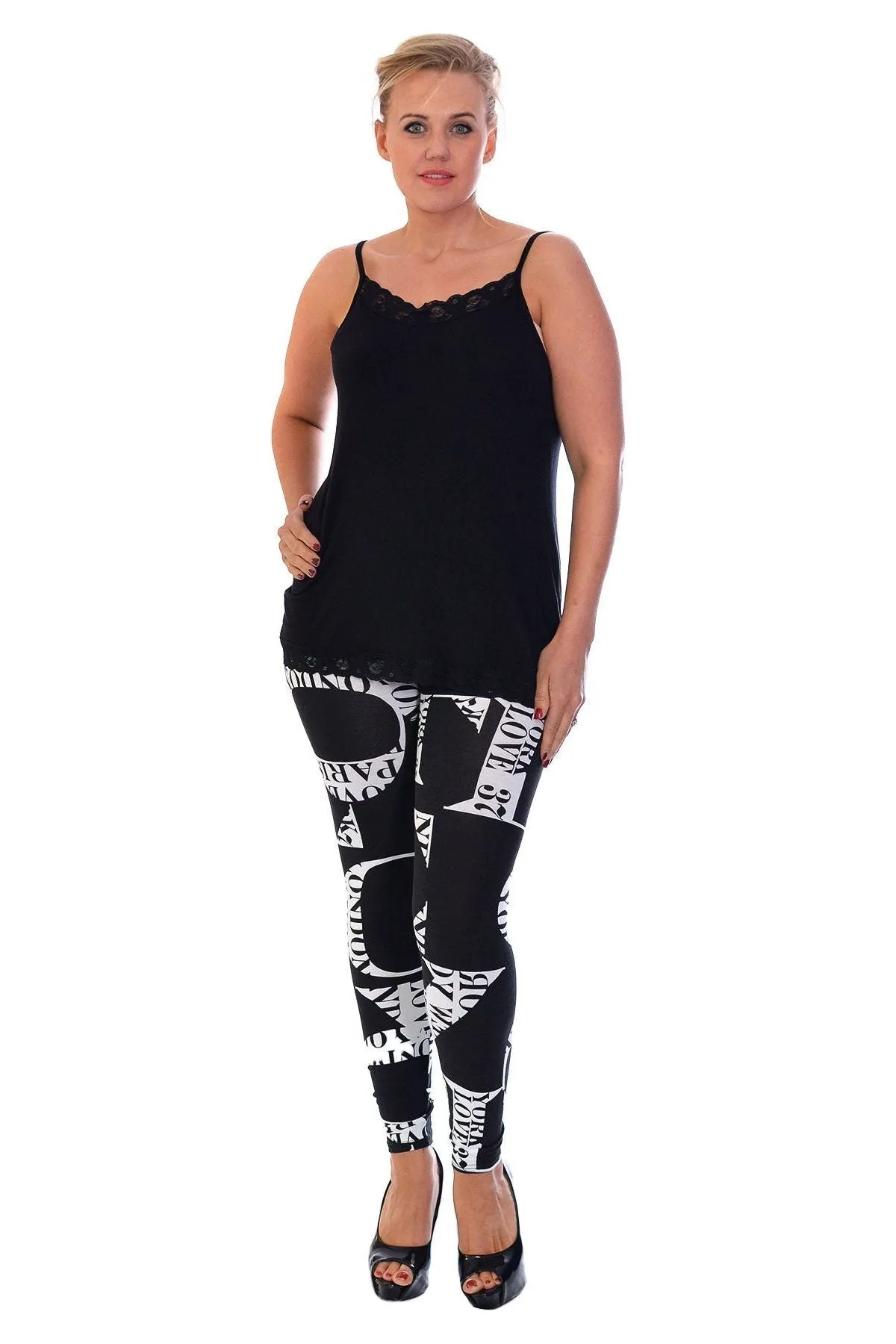 Plus Size Love City Print Skinny Stretchy Leggings