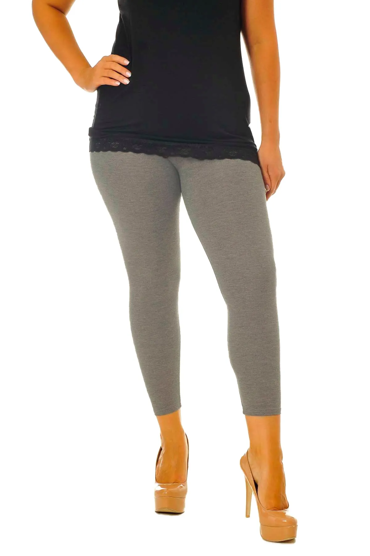 Plus Size Plain Long Leggings