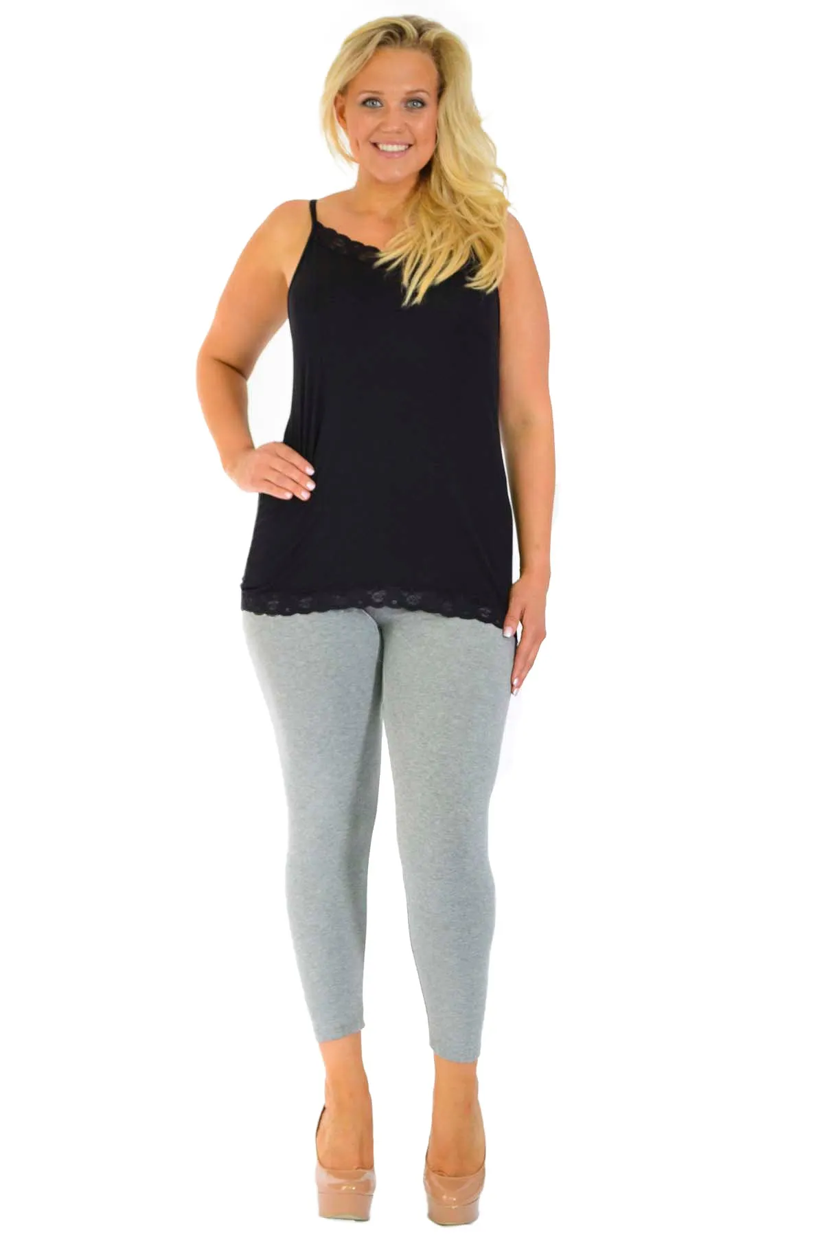 Plus Size Plain Long Leggings