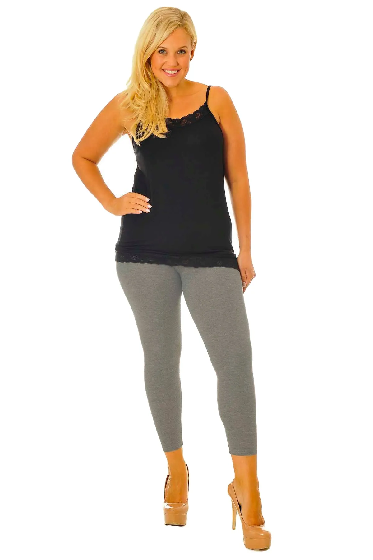 Plus Size Plain Long Leggings